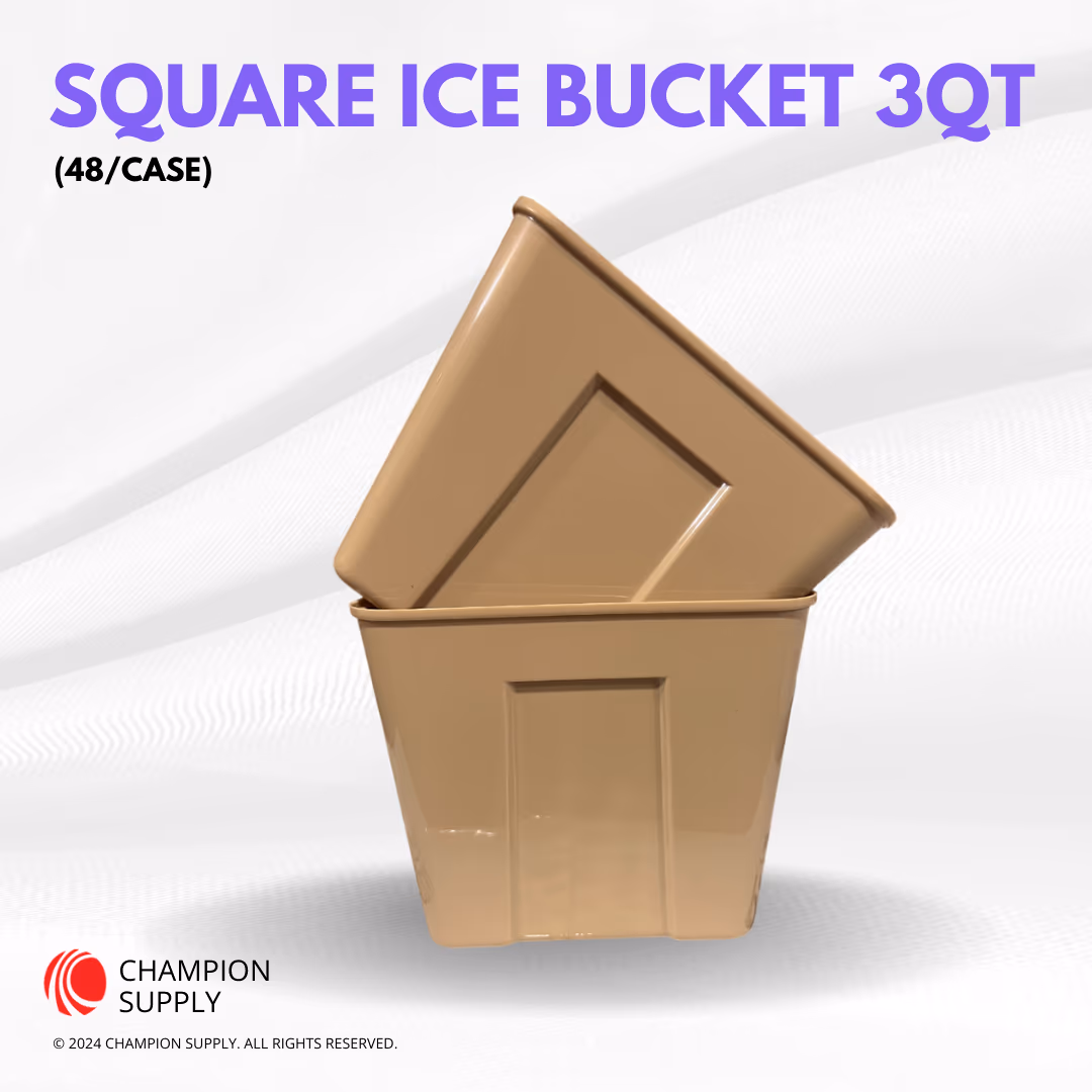 Ice Bucket, 3 Qt., Square, Black, Case of 72